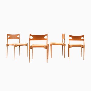 Vegetal Leather Ash Chairs by Otto Frei for Karl Fröscher, Montreal, Set of 4