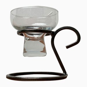 Dänischer Mid-Century Kerzenhalter aus Metall & Glas, 1960er