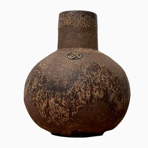 Mid-Century Brutalist German Pottery Fat Lava Vase from Ruscha Art, 1960s
