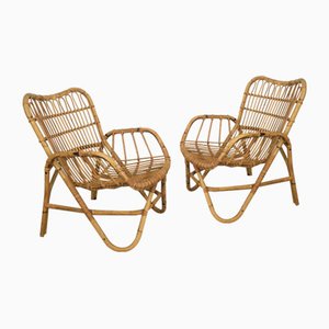 Bamboo Armchairs attributed to Tito Agnoli, 1960s, Set of 2