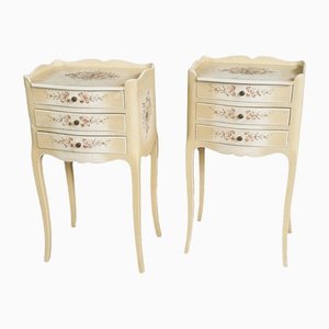 Louis XV Hand-Painted Bedside Tables, Set of 2