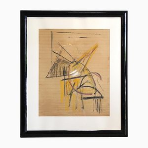 Willem Hussem, Abstract Composition, 1954, Watercolor & Gouache on Paper, Framed