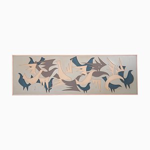 Mid-Century Modern Wandtafel mit Komposition von Vogels, 1960er