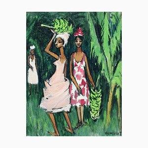 Robert Humblot, The Banana Plantation Guadeloupe II, 1959, Oil on Canvas, Framed