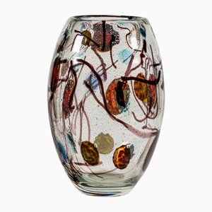 Jarrón de cristal de Murano multicolor, años 80