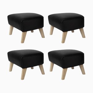 Black Leather and Natural Oak My Own Chair Footstools by Lassen, Set of 4