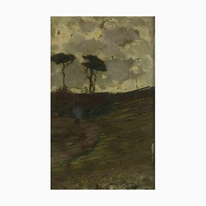 Attilio Pratella, Landscape, Original Oil Painting, Early 20th Century