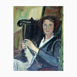 Willy Suter, La Dame Au Crochet, 1942, Oil on Canvas