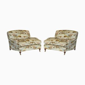 Mulberry Love Seat Armchairs with Morning Gallop Velvet in the style of Howard, 2000s, Set of 2