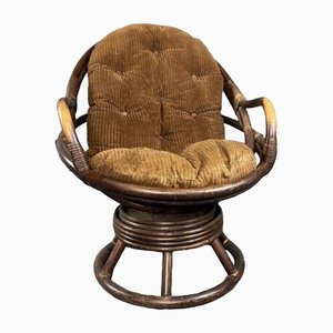 Vintage Manou Rattan Swivel Chair, 1970s