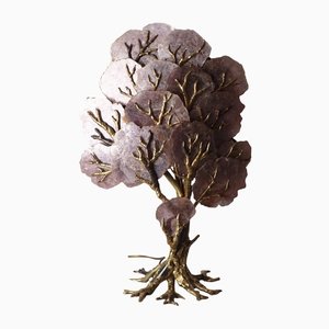 Messing & Amethyst Baum Tischlampe von Henri Fernandez