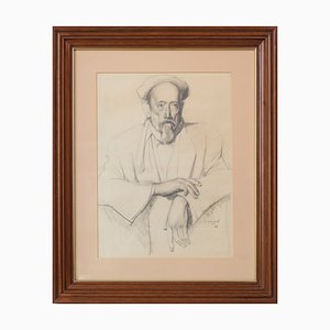 Amador Garrell I Soto, Study of an Imam, 1947, Pencil on Paper, Framed