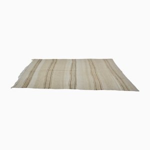 Beige Striped Handmade Kilim Rug