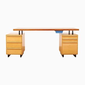 2-Part Model 10 Draft Desk with Drawers in Maple, & Teak Veneer Top from Wohnhilfe, 1956