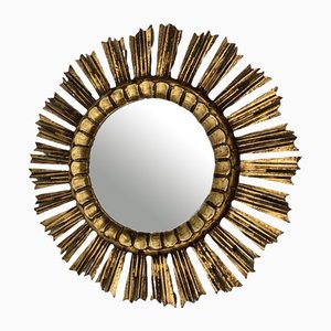 Spanish Gold Gilt Wood Sun Mirror, 1950s