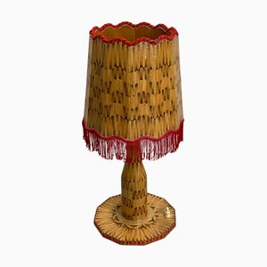 Folk Art Round Matchstick Lampe, Deutschland, 1978