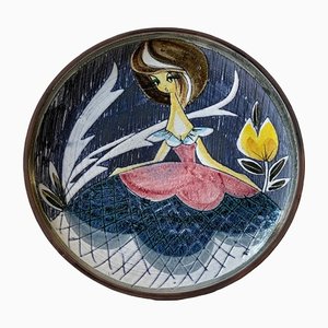 Art Pottery Sgrafitto Wall Plaque by Tilgmans, Sweden, 1950s