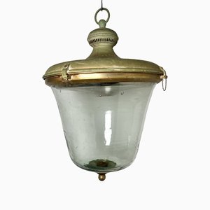 Lámpara colgante de jardín antigua de vidrio, década de 1890