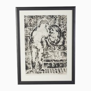 Frantisek Emler, Mujer desnuda frente al espejo, 1964, óleo sobre papel