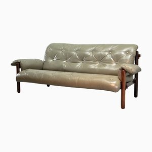 Leather & Jacaranda Wooden Sofa by Jean Gillon for Woodard, Brazil, 1960s