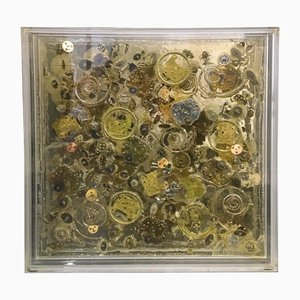 Arman, Time 2, Mécanismes de Montres, Accumulation de Rouages, Bronze & Acrylic Glass