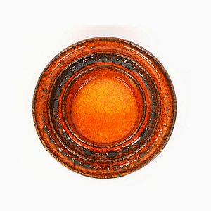 Bol Fat Lava Modèle 0510-30 Mid-Century en Céramique Orange Vif et Noire de Carstens Tönnieshof