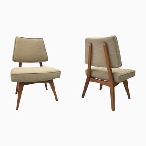 Mid-Century Danish Teak and Bouclé Lounge Chairs, Set of 2