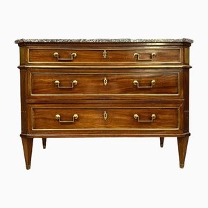 Louis XVI Chest of Drawers in Mahogany and Copper, 1850