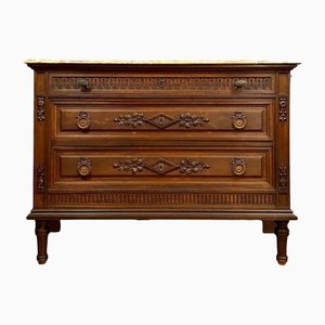 Louis XVI Chest of Drawers in Carved Walnut, 1850