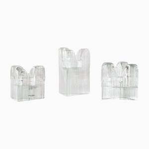 Glass Textured Ice Effect Candleholders from Kosta Boda, Sweden, Set of 3
