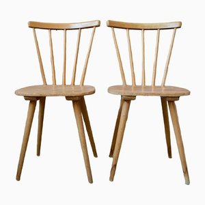 Scandinavian Wooden Dining Chairs, 1950s, Set of 2