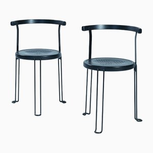 Postmodern Wireframe Wood Stackable Chairs, Set of 2