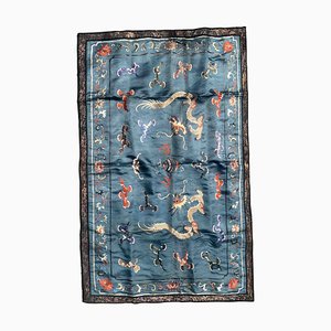 Alfombra china antigua de seda, década de 1870