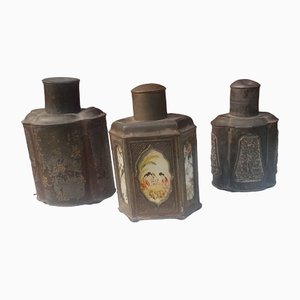 Ancient Chinese Pewter Tea Caddy, Set of 3