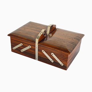 Caja de juegos de madera satinada y ébano marrón de Macassar, años 40