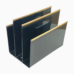 Acrylic Glass and Brass Magazines Stands, France, 1970s