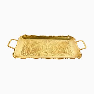 Art Deco Gold Brass Platter, France, 1940s