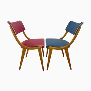 Set of Vintage Red and blue Chairs, Germany, 1960s
