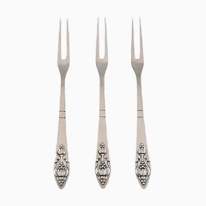Bell Silver Cold Meat Forks by Georg Jensen, 1890s, Set of 3