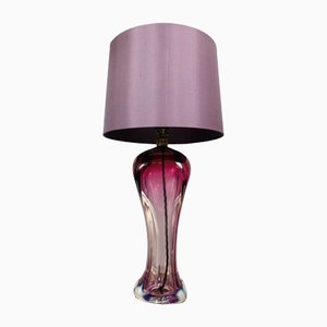 Belgium Purple Hourglass Table Lamp from Val Saint Lambert, 1950s