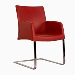 Dark Red Leather Cantilever Times Chair by Wittmann