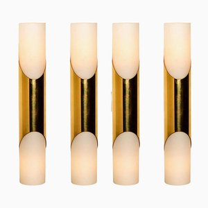 Opaline Glass and Brass Wall Sconce in the Style of Raak, 1970s