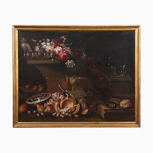 Still Life Painting, 17th-century, Italy, Oil on Canvas, Framed