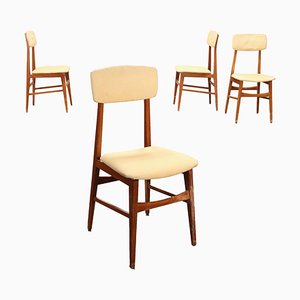 Beech & Fabric Chairs, 1960s, Set of 4