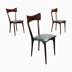 Beech Chairs in the Style of Parisi, 1950s, Set of 3
