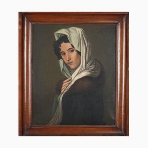 Peinture Portrait de Femme, 19ème Siècle, Huile sur Toile, Encadrée