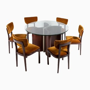 Mid-Century Modern Italian Dining Table & Chairs, 1960s, Set of 7