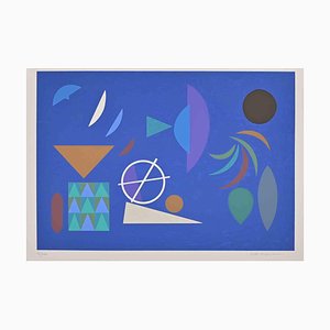 Otto Hofman, Blue Composition, Original Screen Print, 1989
