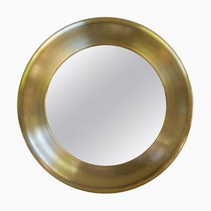 Rounded Brass Mirror attributed to Glasmäster, Sweden, 1960s