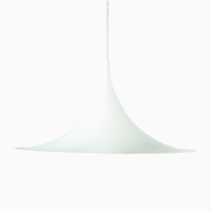 Scandinavian White Semi Pendant Lamp attributed to Bonderup & Thorup for Fog and Mørup, 1960s